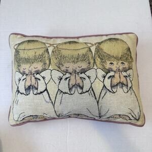 Riverdale Hallmark Decorative Throw Pillow 3 Angels Singing Pink Back 11" x 17"